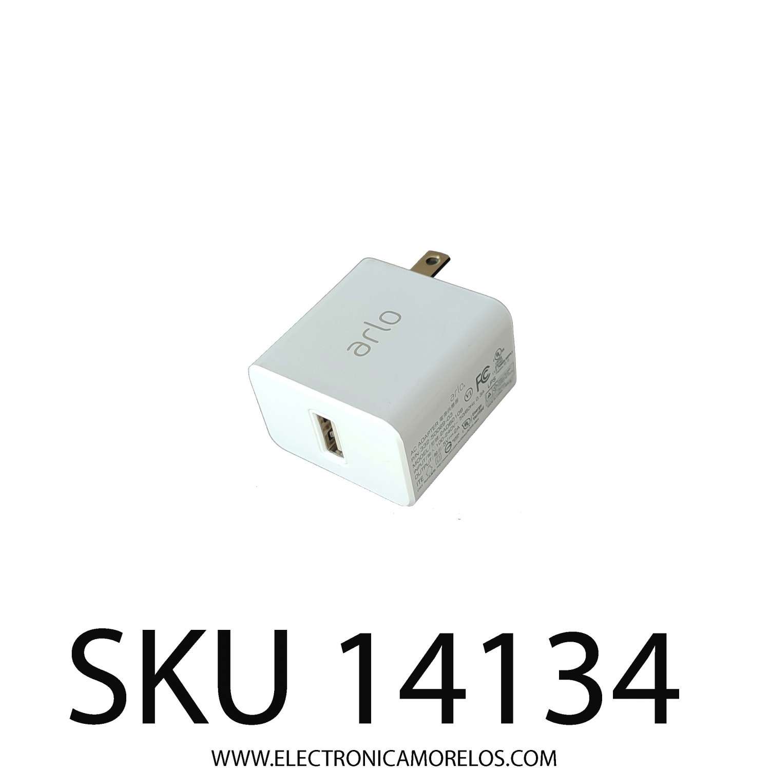 ADAPTADOR AC  ARLO / NUMERO DE PARTE 2ADB010B / 332-50069-03 / ENTRADA: 100-240V AC / SALIDA: 5V CD - 2A
